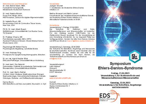 Symposium: Ehlers-Danlos-Syndrome (EDS) Symposium: Ehlers-Danlos-Syndrome (EDS)