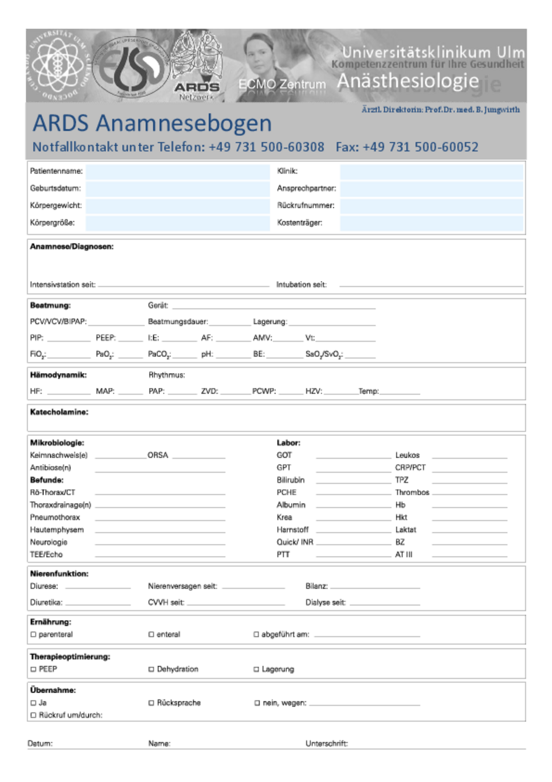Abfragefax für Zuweiser