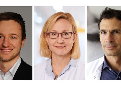 Collage der Portraitfotos von Moritz Seibert, Doktorand an der Universität Ulm, Prof. Christine von Arnim, Seniorautorin und Direktorin der Abteilung für Geriatrie der Universitätsmedizin Göttingen und Prof. Carlos Schönfeldt-Lecuona, Mitautor und Oberarzt an der Klinik für Psychiatrie und Psychotherapie III am UKU.