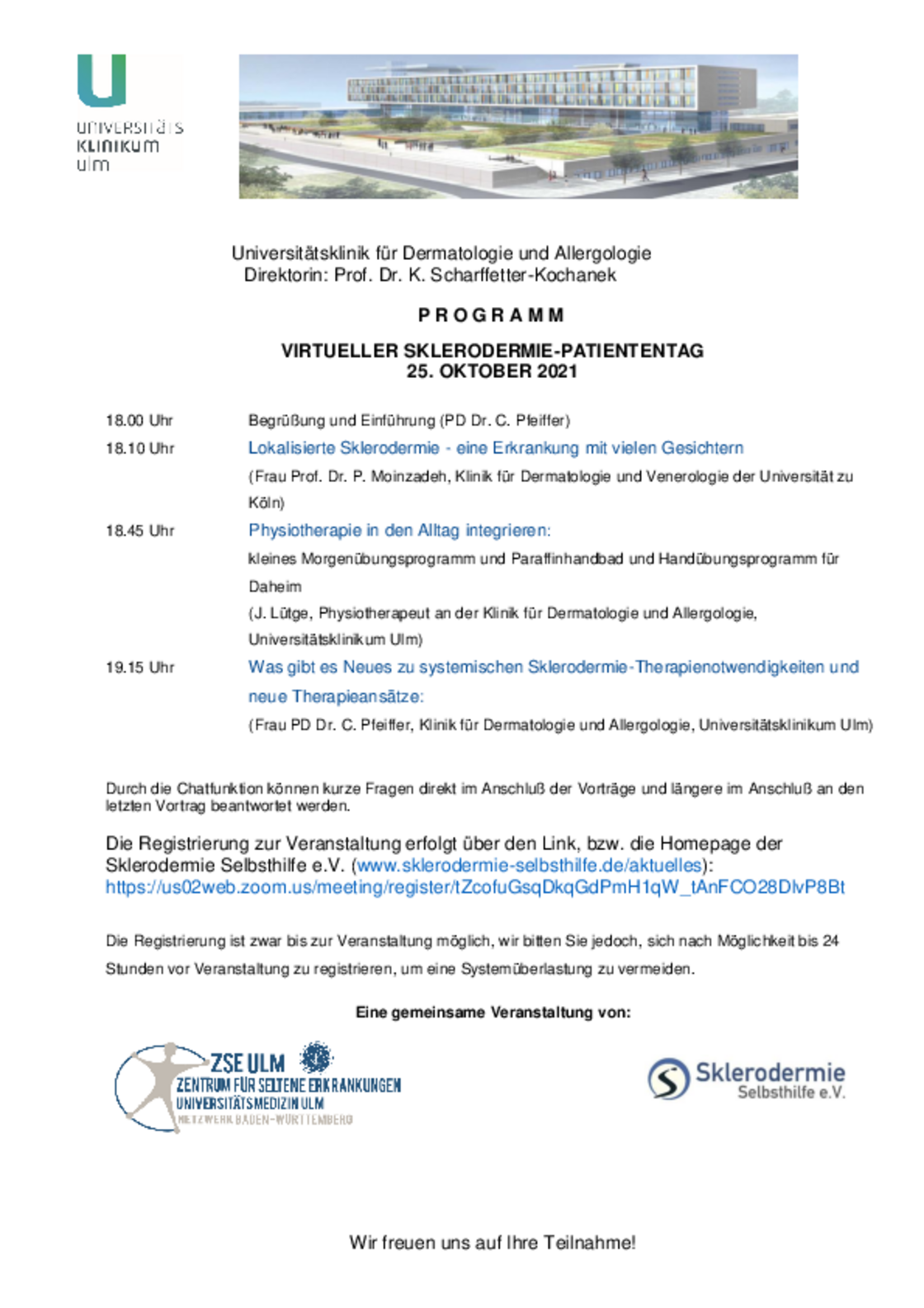 Programm Virtueller Sklerodermie-Patiententag