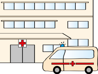 Krankenwagen vor Krankenhaus 