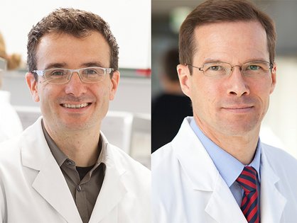 PD Dr. Daniel Mertens und Prof. Dr. Stephan Stilgenbauer (v.l.) (Foto: Universitätsklinikum Ulm)