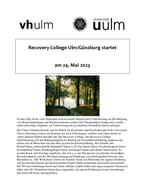 Ankündigung Recovery College Ulm/Günzburg