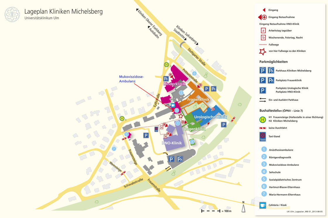 Lageplan der Mukoviszidoseambulanz auf dem Michelsberg