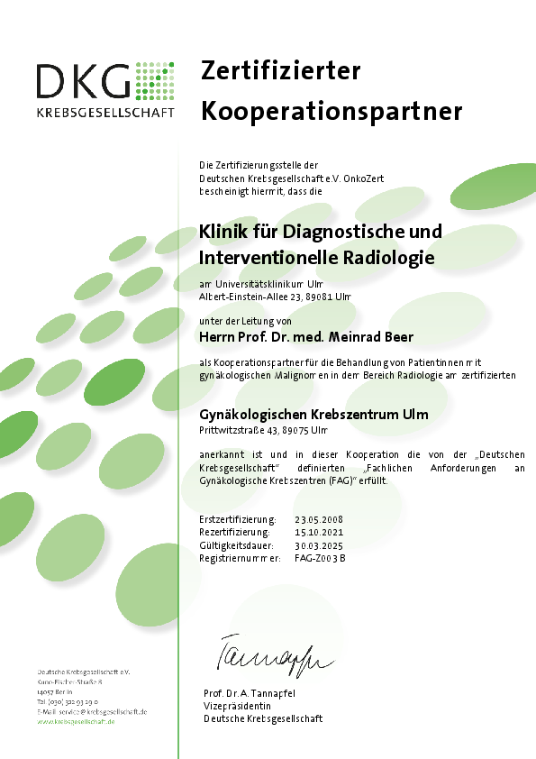 Zertifikat der Deutschen Krebsgesellschaft: Gynäkologisches Krebszentrum