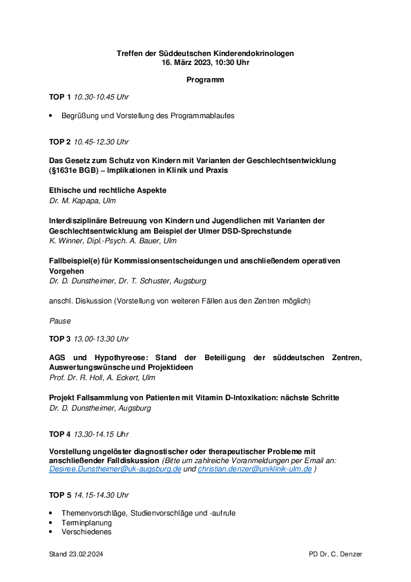 Treffen der Süddeutschen Kinderendokrinologen