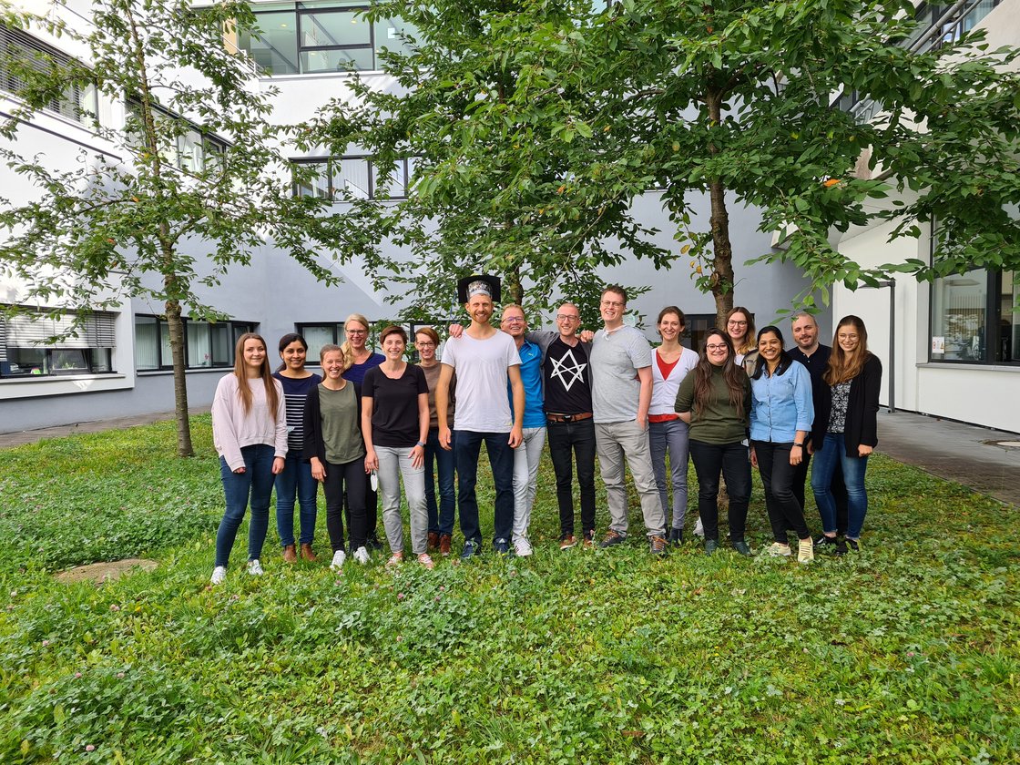 Group picture during the PhD Defense celebration of Markus Breunig
