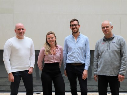 v.l.: Prof. Dr. Konstantin Sparrer, Caterina Prelli-Bozzo, Alexandre Laliberté und Prof. Dr. Frank Kirchhoff vom Institut für Molekulare Virologie am UKU.