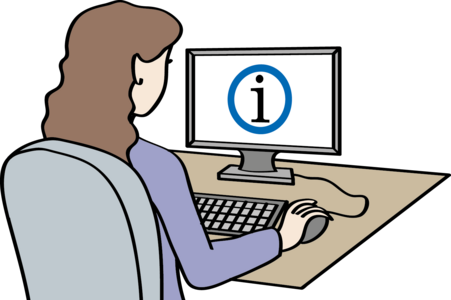 Frau sitzt vor einem Computer 